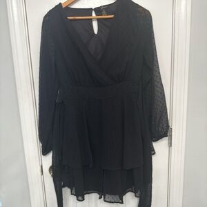 Elegant Black Sheer Sleeve Dress